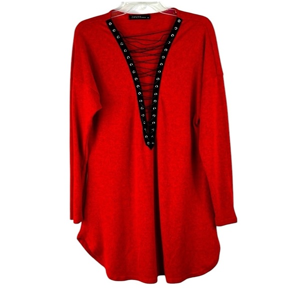 Zanzea Dresses & Skirts - Zanzea peek-a-boo bodice long sleeve dress Sz XL